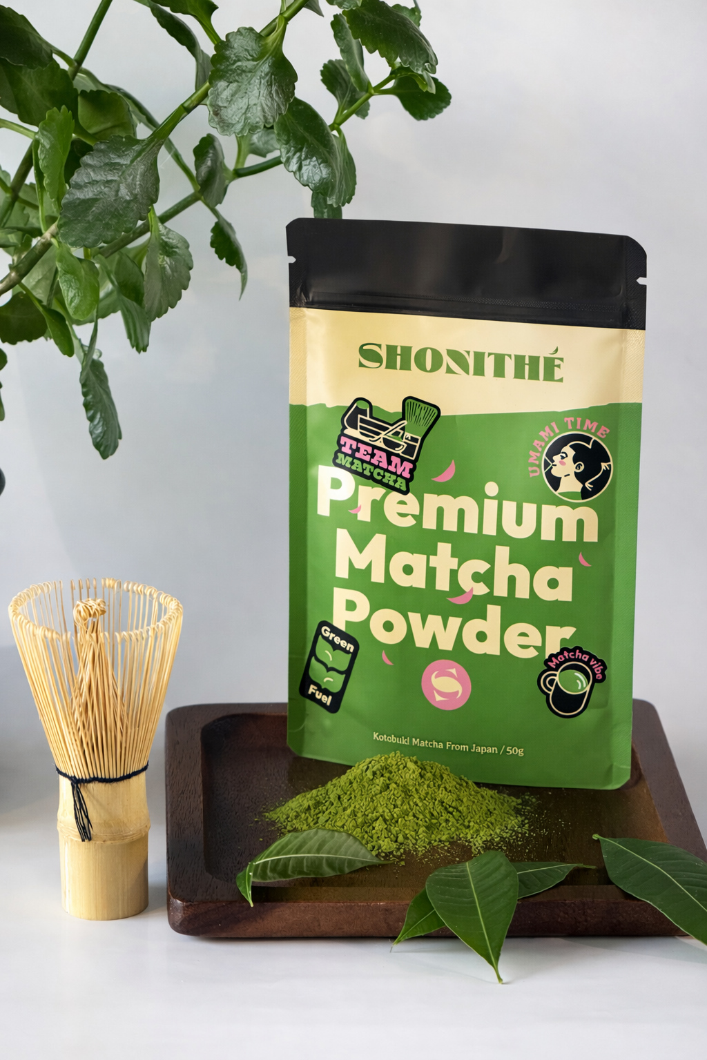présentation de thé matcha